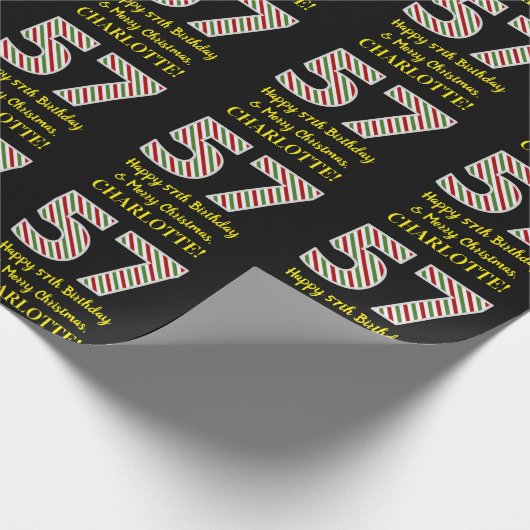 Happy 57th Birthday & Merry Kerstmis, aangepaste n Cadeaupapier (Hoek)