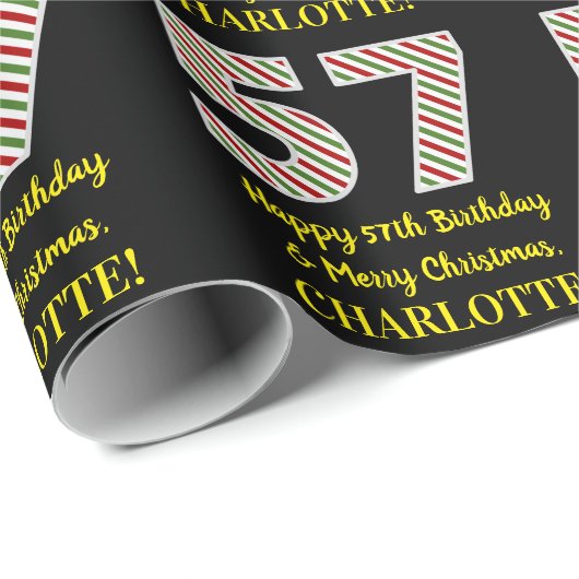 Happy 57th Birthday & Merry Kerstmis, aangepaste n Cadeaupapier (Rol Hoek)