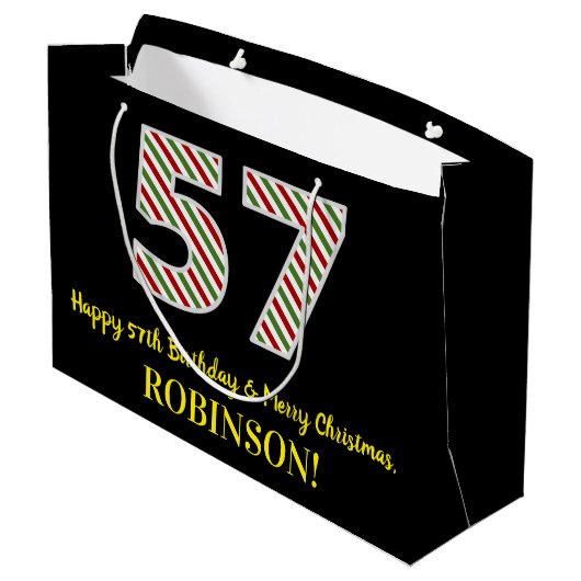 Happy 57th Birthday & Merry Kerstmis, aangepaste n Groot Cadeauzakje (Achterkant Gekanteld)