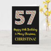Happy 57th Birthday & Merry Kerstmis, aangepaste n Kaart (Gele Bloem)