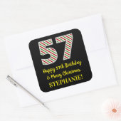 Happy 57th Birthday & Merry Kerstmis, aangepaste n Vierkante Sticker (Envelop)