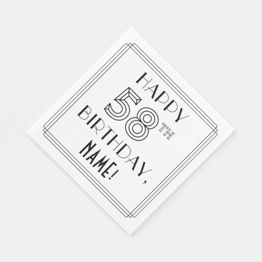 HAPPY 58th BIRTHDAY; Art Deco Style; aangepaste na Servet (Hoek)