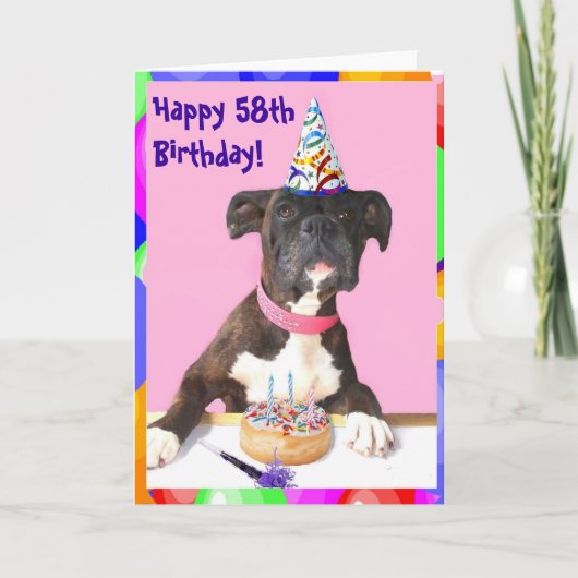 Happy 58th Birthday Boxer greeting card Kaart (Voorkant)