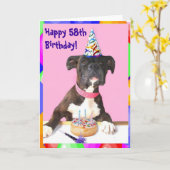 Happy 58th Birthday Boxer greeting card Kaart (Gele Bloem)