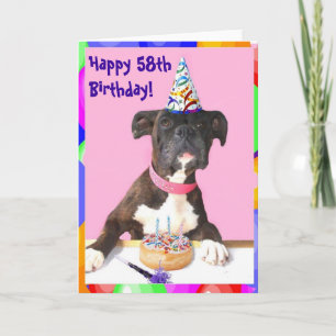 Happy 58th Birthday Boxer greeting card Kaart
