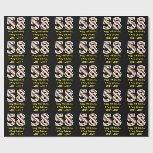 Happy 58th Birthday & Merry Kerstmis, aangepaste n Cadeaupapier (Vlak)