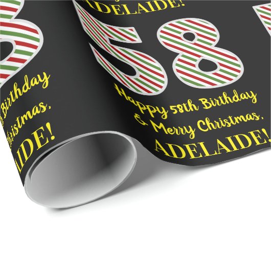 Happy 58th Birthday & Merry Kerstmis, aangepaste n Cadeaupapier (Rol Hoek)