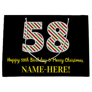 Happy 58th Birthday & Merry Kerstmis, aangepaste n Groot Cadeauzakje