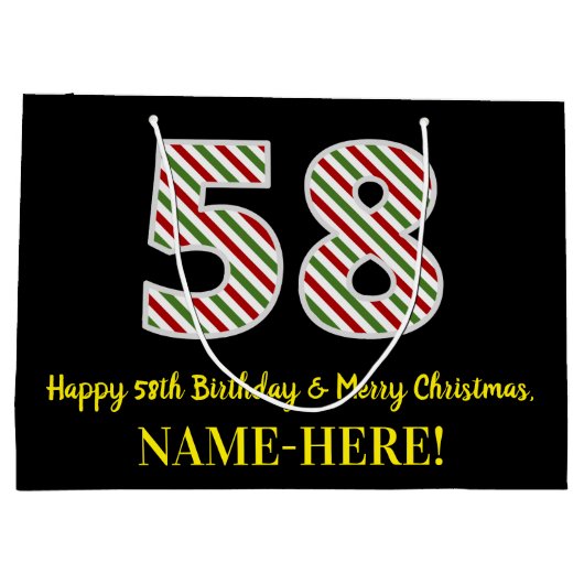 Happy 58th Birthday & Merry Kerstmis, aangepaste n Groot Cadeauzakje (Achterkant)
