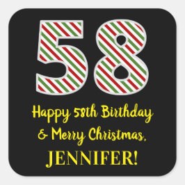 Happy 58th Birthday & Merry Kerstmis, aangepaste n Vierkante Sticker