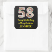 Happy 58th Birthday & Merry Kerstmis, aangepaste n Vierkante Sticker (Tas)