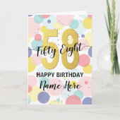 Happy 58th Birthday Pastel Rainbow Gold Woman Kaart (Voorkant)