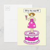 Happy 59th Birthday 59 is de nieuwe 49-Cartoon Uitnodiging Briefkaart (Voorkant / Achterkant)