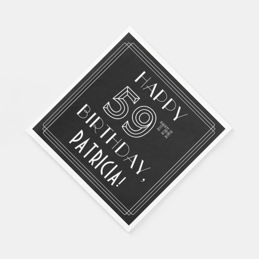 HAPPY 59TH BIRTHDAY; Art Deco Style; aangepaste na Servet (Hoek)