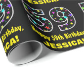 Happy 59th Birthday, Fun Colorful Stars Pattern 59 Cadeaupapier (Rol Hoek)