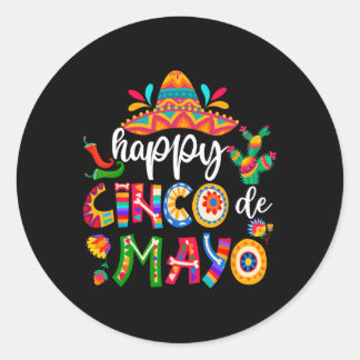 Happy 5 De Mayo Cinco Viva Mexico Shirt voor Heren Ronde Sticker
