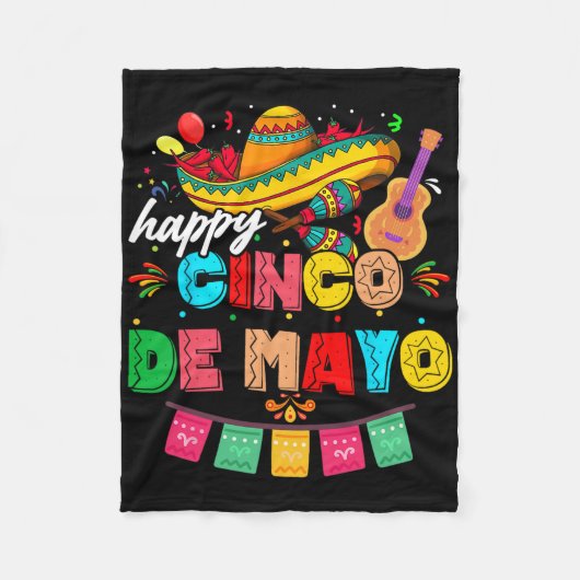 Happy 5 De Mayo Lets Fiesta Viva Mexico Cinco De M Fleece Deken (Voorkant)