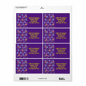 Happy 5th Birthday Adresetiketten, geel en Paars Etiket (Full Sheet)