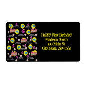 Happy 5th Birthday Adresetiketten, zwart Etiket (Voorkant)