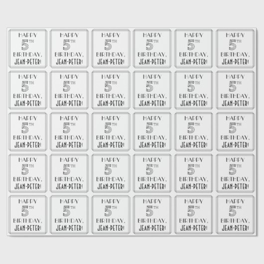 HAPPY 5TH BIRTHDAY; Art Deco Style; aangepaste naa Cadeaupapier (Vlak)