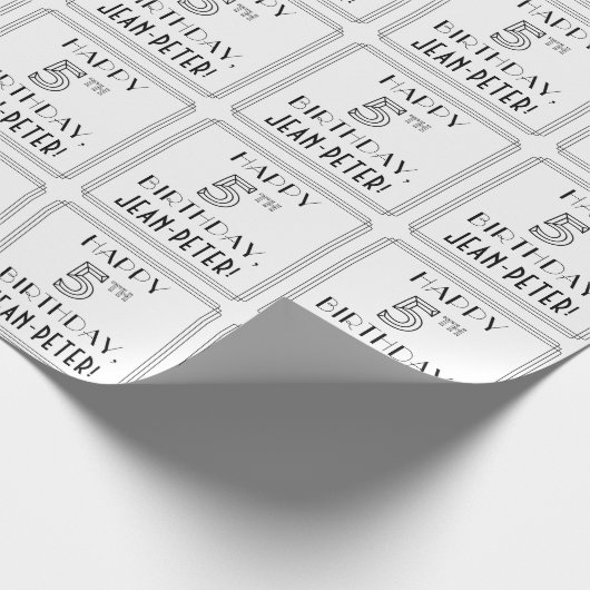 HAPPY 5TH BIRTHDAY; Art Deco Style; aangepaste naa Cadeaupapier (Hoek)