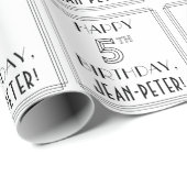 HAPPY 5TH BIRTHDAY; Art Deco Style; aangepaste naa Cadeaupapier (Rol Hoek)