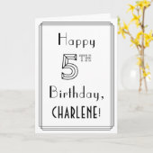 Happy 5th Birthday, Art Deco Style met aangepaste Kaart (Gele Bloem)