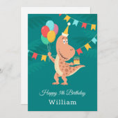 Happy 5th Birthday Cake Balloon Schattigee Dinosau (Voorkant / Achterkant)