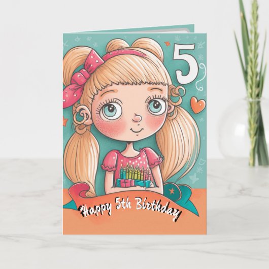 Happy 5th Birthday card for Girls Kaart (Voorkant)