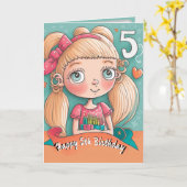 Happy 5th Birthday card for Girls Kaart (Gele Bloem)