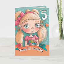 Happy 5th Birthday card for Girls