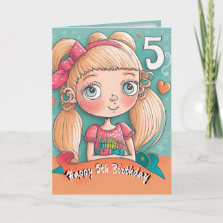 Happy 5th Birthday card for Girls Kaart