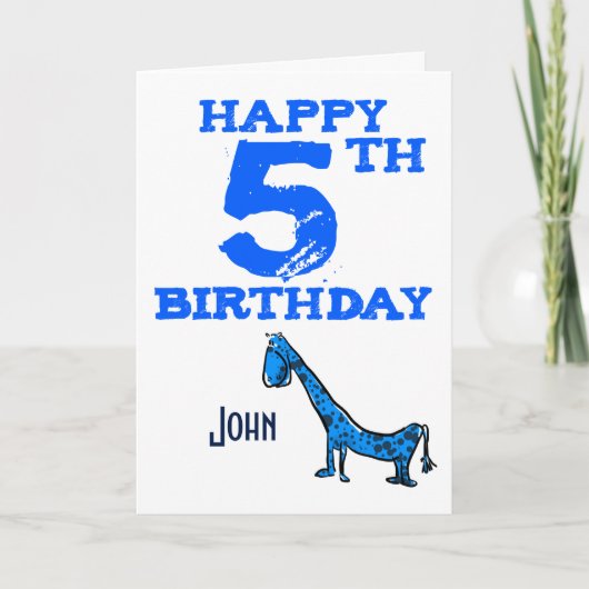 Happy 5th Birthday cartoon dinosaurus - jongens Kaart (Voorkant)