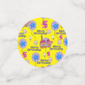 Happy 5th Birthday Confetti, #5 Paars & Geel Confetti