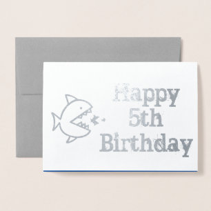 Happy 5th Birthday Cute Sharks Kinder Greeting Folie Kaarten