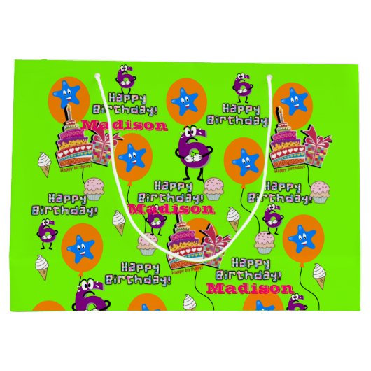 Happy 5th Birthday Gift Bag #5 Green Groot Cadeauzakje (Achterkant)