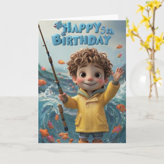 Happy 5th Birthday Kaart (Gele Bloem)