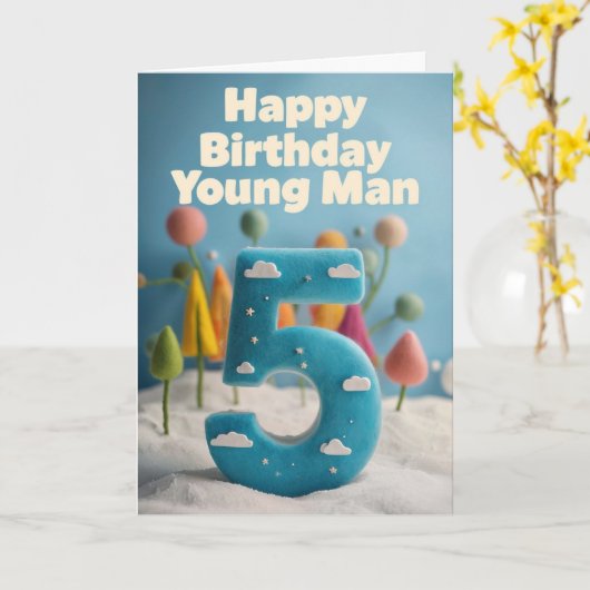 Happy 5th Birthday Kaart (Gele Bloem)