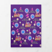 Happy 5th Birthday Kaart, #5 Paars & Geel Drieluik Kaart (Cover)