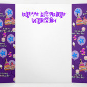 Happy 5th Birthday Kaart, #5 Paars & Geel Drieluik Kaart (Binnenkant midden)