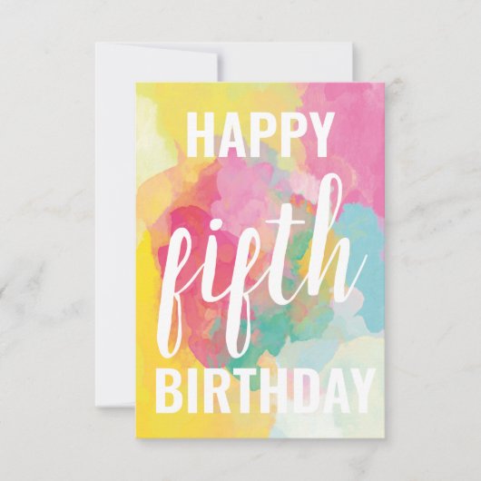 Happy 5th Birthday Kaart ("Gradients Waterverf") (Voorkant)