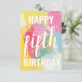 Happy 5th Birthday Kaart ("Gradients Waterverf") (Staand voorkant)