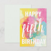 Happy 5th Birthday Kaart ("Gradients Waterverf") (Voorkant / Achterkant)