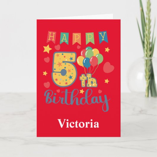 Happy 5th Birthday-kaart Kaart (Voorkant)