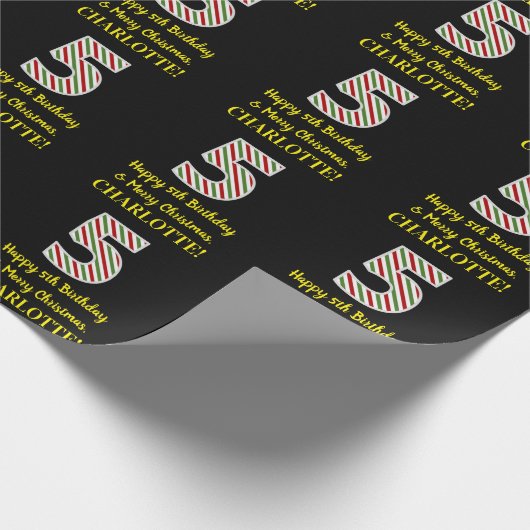 Happy 5th Birthday & Merry Kerstmis, aangepaste na Cadeaupapier (Hoek)