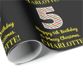 Happy 5th Birthday & Merry Kerstmis, aangepaste na Cadeaupapier (Rol Hoek)