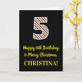 Happy 5th Birthday & Merry Kerstmis, aangepaste na Kaart (Gele Bloem)