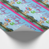 Happy 5th Birthday Monkey Cadeaupapier (Hoek)