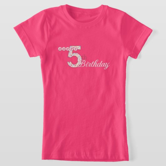 Happy 5th Birthday Pink T-Shirt (Laagn)