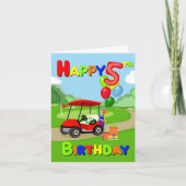 Happy 5th Birthday Red Boys Golf Kaart (Voorkant)